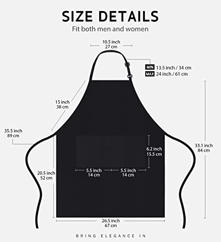 Syntus 12 Pack Black Aprons with Pockets for Men Women - Polyester, Adjustable, Kitchen & Cooking