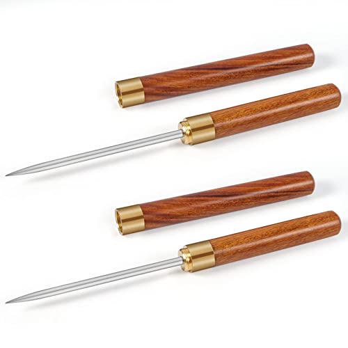 MEINV 2 Pack Long Stainless Steel Ice Picks with Wooden Protective Cover – Professional Bar Tool