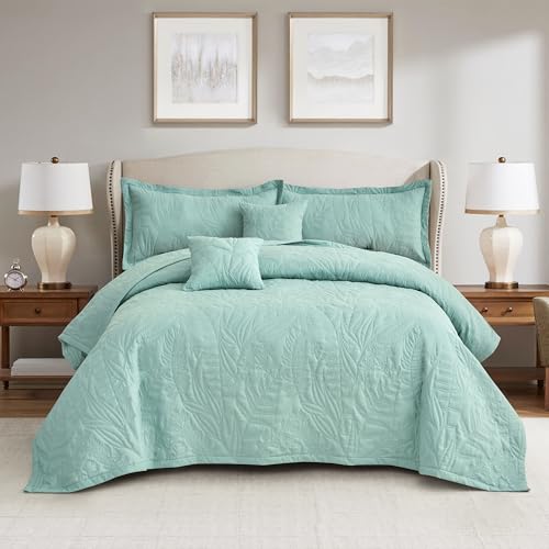HZ & HY Oversized Alaskan King 5-Piece Quilt Set - 138x122 Bedspread