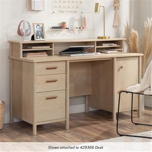 Natural Maple Desk Organizer Hutch with Adjustable Shelves