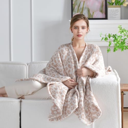 Wearable Blanket Shawl with Pockets, Super Soft Fuzzy Throw for Adults
