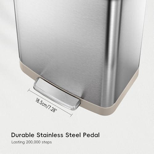 75 Liter Stainless Steel Step Trash Can with Rear Bag Storage