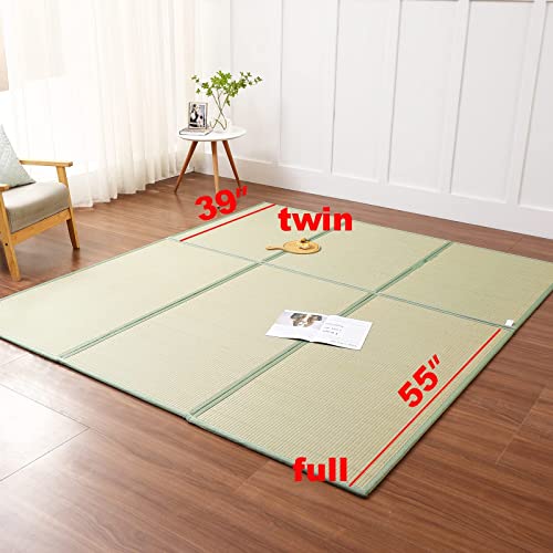 Natural Igusa Rush Grass Tatami Mat - 79" x 39" Foldable Floor Mattress