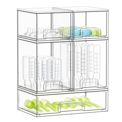Clear Acrylic Storage Drawers 5-Pack Stackable Organizer Station