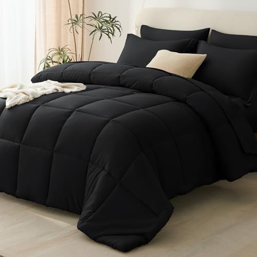 7-Piece Queen Comforter Set - All-Season Down Alternative Bed in a Bag