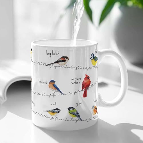 Bird Lover Mug with Bird Illustration - Cardinal & Hummingbird - Birdwatcher Gift - Variation of bird1