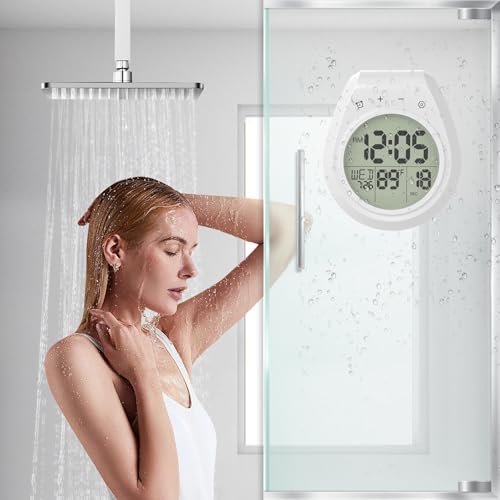 Waterproof Digital Shower Clock with Timer and Temperature Display