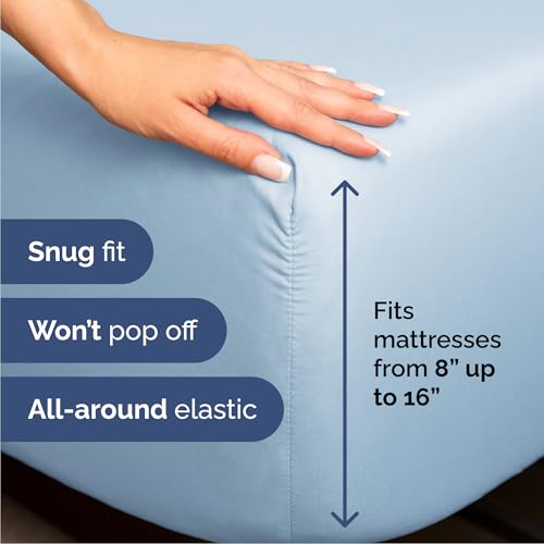 CGK Unlimited Queen Size Baby Blue 4-Piece Cooling Bed Sheet Set - Breathable & Soft