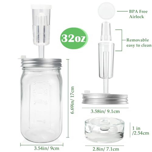 32 oz Mason Jar Fermentation Kit 2 Pack with Lids and Weights