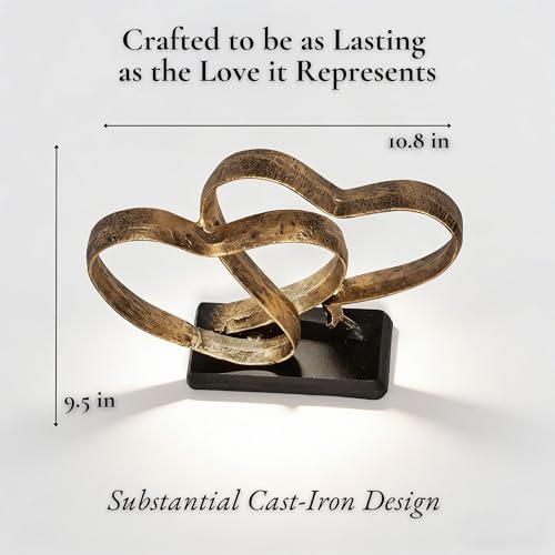 Handcrafted Iron Heart Sculpture Wedding Anniversary Gift with Poem Card
