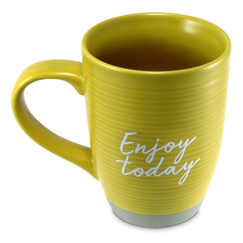 Enjoy Today Mustard Yellow 16oz Ceramic Mug - Faith & Inspiration Coffee Cup
