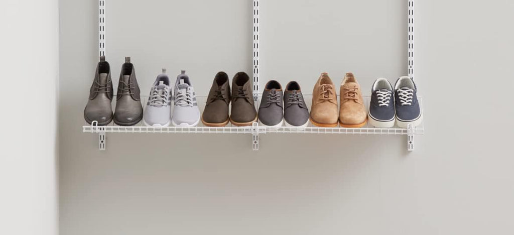 Rubbermaid Wall Mount Shoe Shelf - Customizable White Organizer for Home, Closet & Laundry