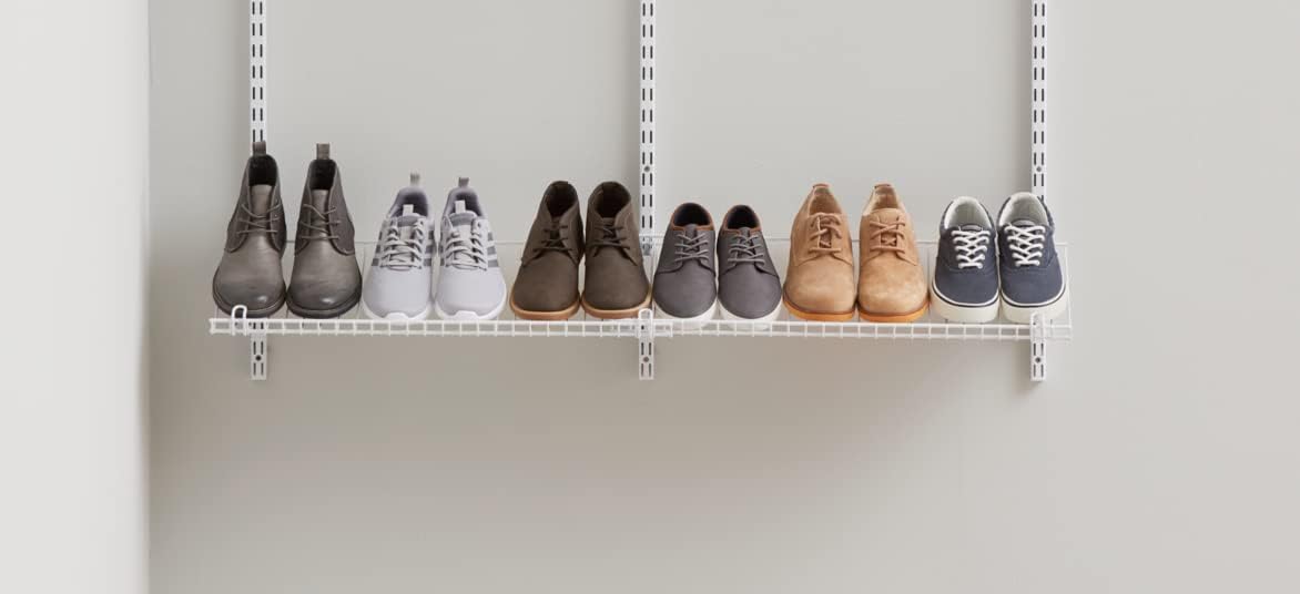 Rubbermaid Wall Mount Shoe Shelf - Customizable White Organizer for Home, Closet & Laundry