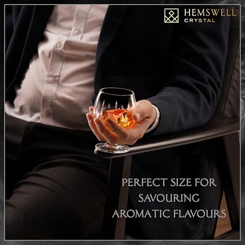 Hemswell Crystal Brandy Snifter - European Lead-Free Crystal Glass 8.5oz - Wicklow Cut Variation 1
