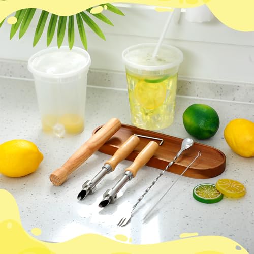 Lasnten Lemonade Stand Supplies Kit with Straw Hole Punchers & Muddler