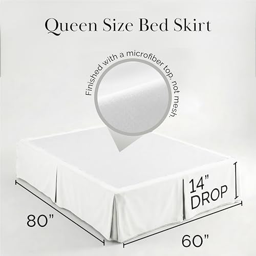 Queen Bed Skirt 14 Inch Drop - Pleated Soft Microfiber Dust Ruffle