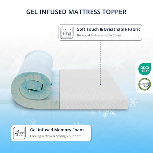 3-Inch Twin Memory Foam Mattress Topper with Cooling Gel