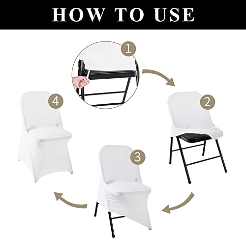 12 Pack White Spandex Waterproof Folding Chair Covers
