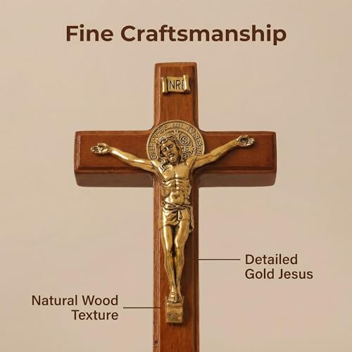 5.5-inch Wooden Crucifix Stand and Wall Cross for Home Decor