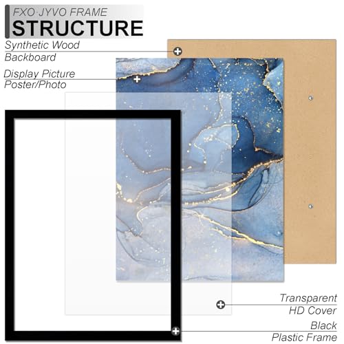 Black 9x13 Picture Frame - Lightweight Wall Mount Photo & Poster Display