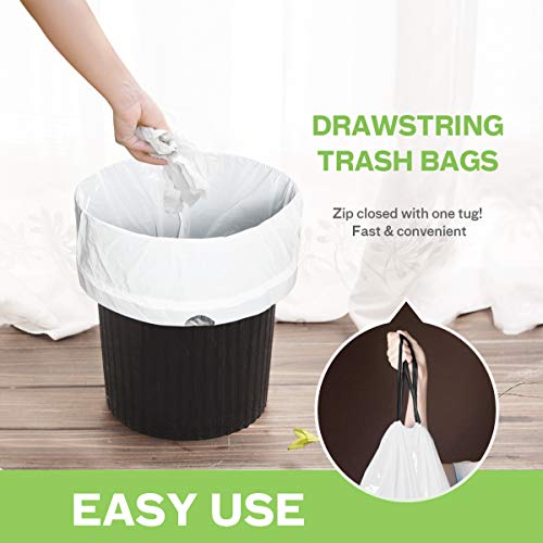 2 Gallon Drawstring Small Trash Bags - 90 Count White Bin Liners