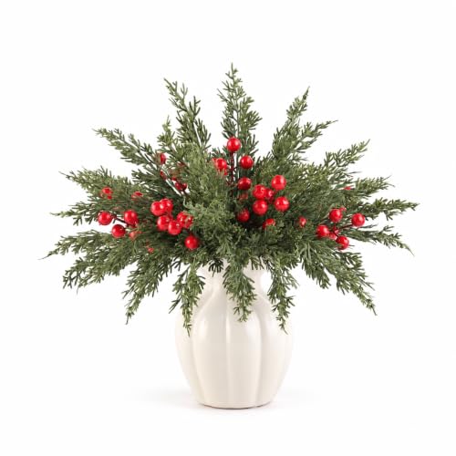 45 Pcs Christmas Cedar Picks 10.5" with Red Berry - Style 2# by 5th LILY