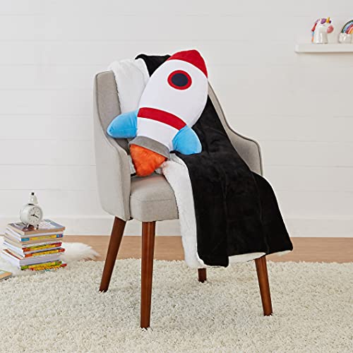 Kids Space Rocket Decorative Pillow, Ultra-Soft Spaceship Accent Cushion