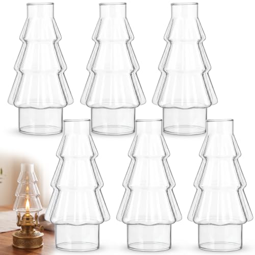 Ropoloogy 6-Piece Oil Lamp Chimney Replacement—3 x 8.3 in Clear Glass Shade, Variation 6