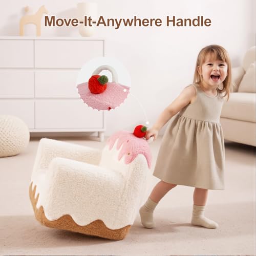 Soft Sherpa Toddler Sofa Chair with Book Pocket for Kids Ages 1-6