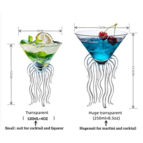 Octopus Cocktail Glass, 250ml Crystal Glass Martini Goblet for Parties