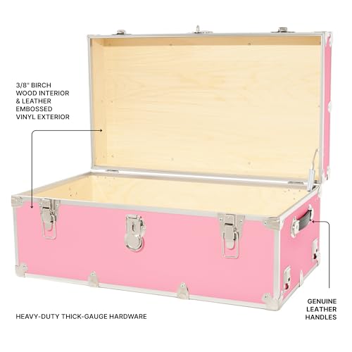 Classic Rolling Storage Trunk, 30-inch Footlocker for Dorm and Camp
