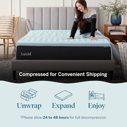 LUCID 2-Inch 5-Zone Cooling Gel Memory Foam Mattress Topper, Twin XL