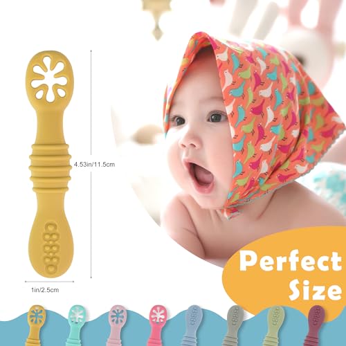 8-Piece Silicone Baby Weaning Spoons Set for Self Feeding and Solids