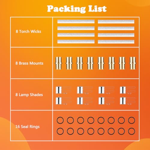 DIY Wine Bottle Torch Kit 8 Pack - 13.7 Inch Wicks & Brass Mounts