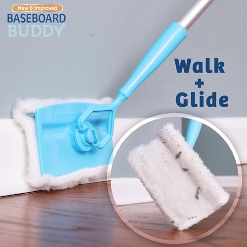 Extendable Baseboard & Wall Cleaner Tool with 3 Reusable Microfiber Pads