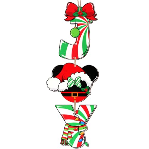 Christmas Wooden Door Decorations with Mouse & Joy Signs, Indoor & Outdoor Holiday Wall Decor