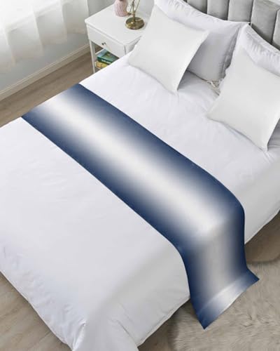 DecorLovee Navy Blue Ombre Bed Runner for Queen Size Bed - Modern Scarf
