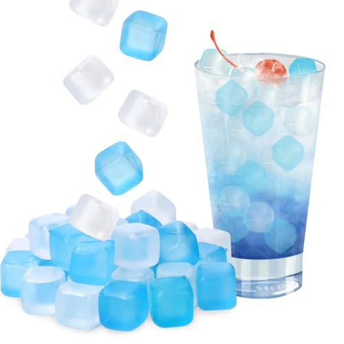 Blue Reusable Ice Cubes 80 Pack - Fast Freeze & No Dilution - JueYiWFZH