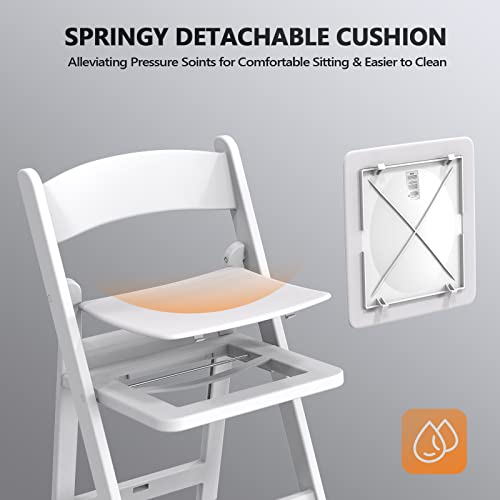 White Resin Folding Chairs with Padded Seat, 4 Pack - Indoor & Outdoor Use