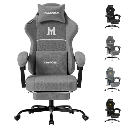 Ergonomic Gaming Chair with Footrest, Breathable Fabric Office Desk Chair