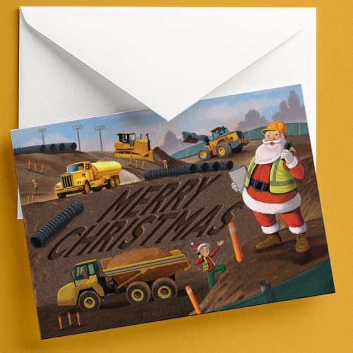 Construction Company Holiday Cards 50-Pack with Envelopes - Business Christmas Greeting Cards
