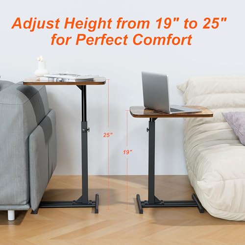 Adjustable C-Shaped Side Table with 360° Swivel Top for Laptop and Snacks
