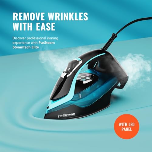 PurSteam SteamTech 1750W Steam Iron with LED Display & Ceramic Soleplate