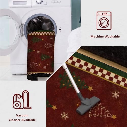 FUYEUN 3x5 Christmas Farmhouse Snowflake Pine Area Rug - Rectangular Holiday Decor