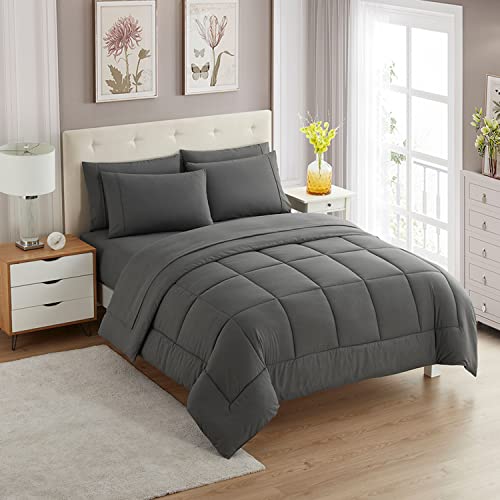 5-Piece All-Season Comforter & Sheet Set - Soft Down Alternative, Twin, Gray