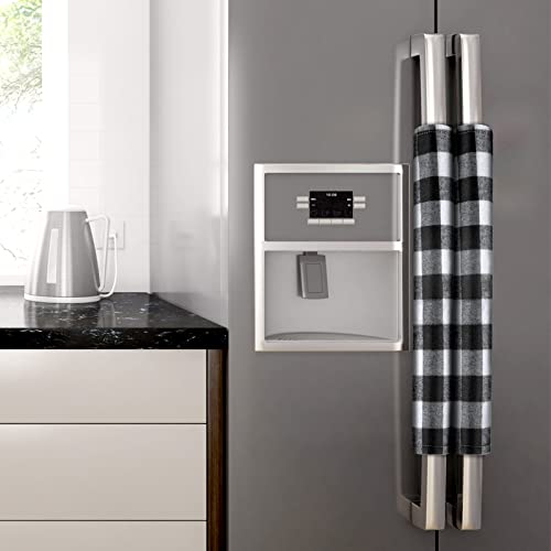 Boao 6 Pack Christmas Refrigerator Door Handle Covers - Black & White Plaid