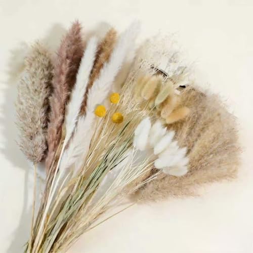 100-Piece Natural Dried Pampas Grass Bouquet - 17.5-Inch Floral Decor
