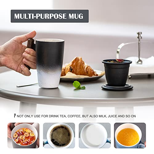 Suyika Tomotime Ceramic Tea Cup with Infuser & Lid 400ml Black & White
