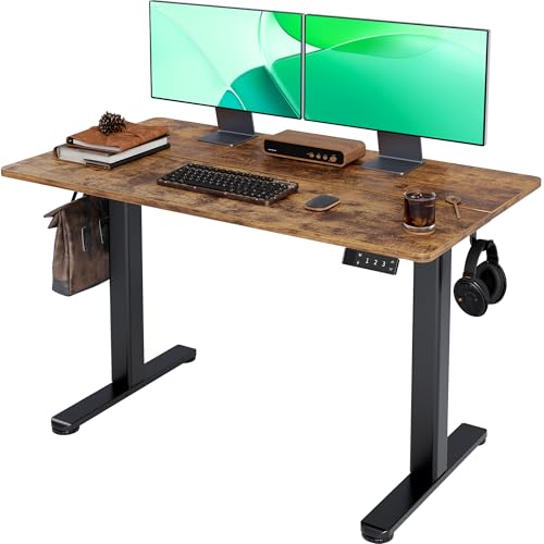 Electric Height Adjustable Standing Desk - 48x24 Inch Rustic Brown Desk