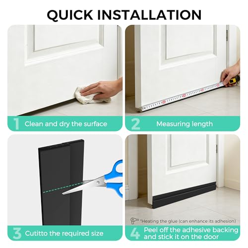 Under Door Draft Stopper - Cuttable Silicone Weather Stripping (2 Pack)